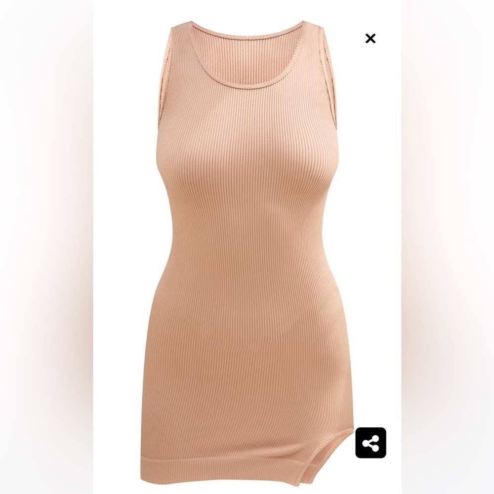 Pretty little thing Camel Structured Snatched Rib Sleeveless Bodycon Dress XL - Picture 5 of 6